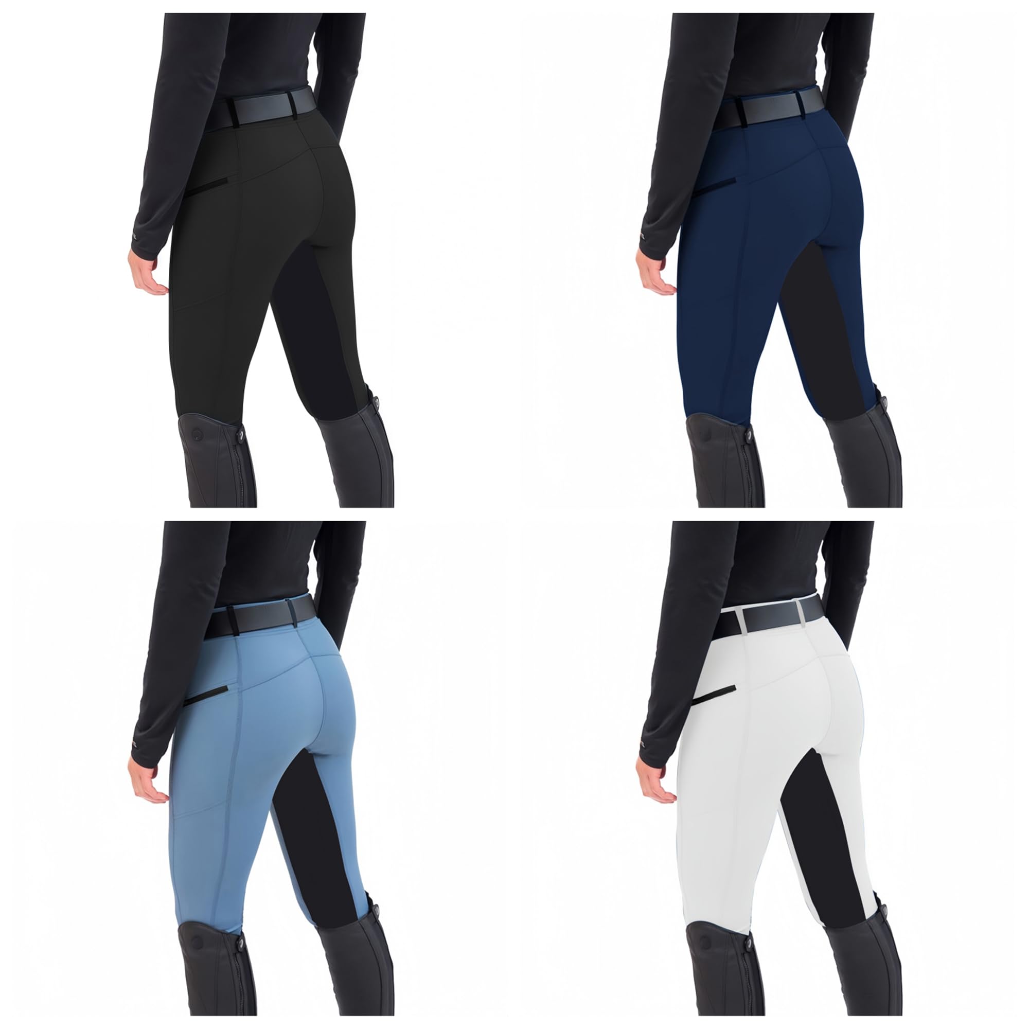 Chesoon Pantalon d'équitation pour femme - Pantalon d'équitation avec poches - Avec empiècements au genou