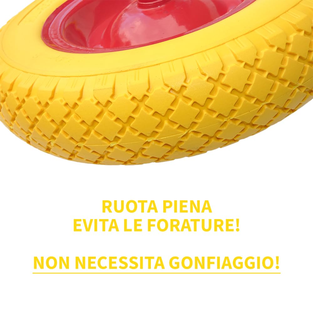 RUOTA PER CARRIOLA PIENA POLIURETANO D. 350X80 ASSE CM 20 CON - Foto 7