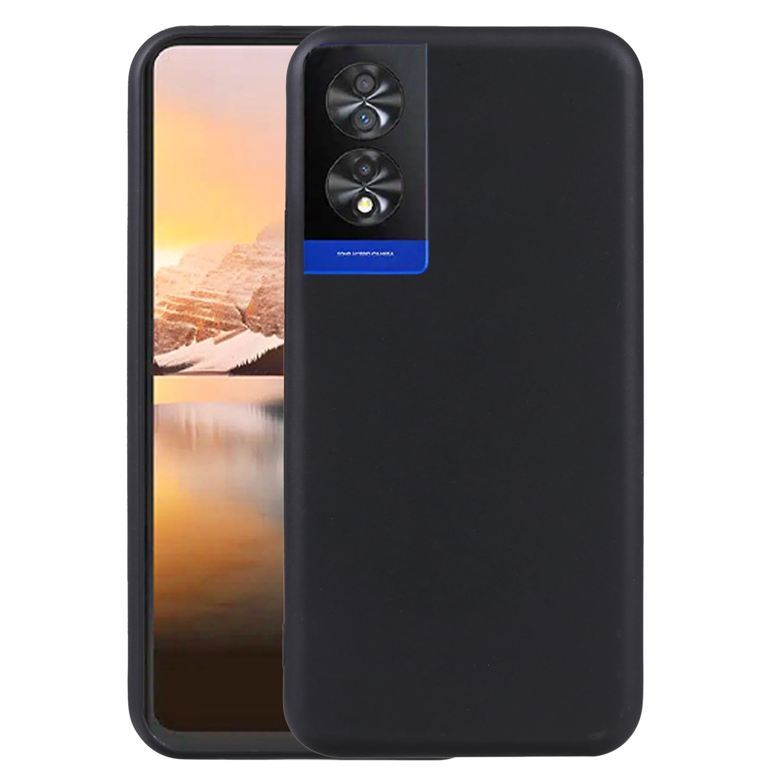 Custodia Cover + Vetro Temperato Per TCL 502 - Ultra Sottile In Silicone TPU, Protezione Anti Graffio E Caduta, Nero, Con Kit Pulisci