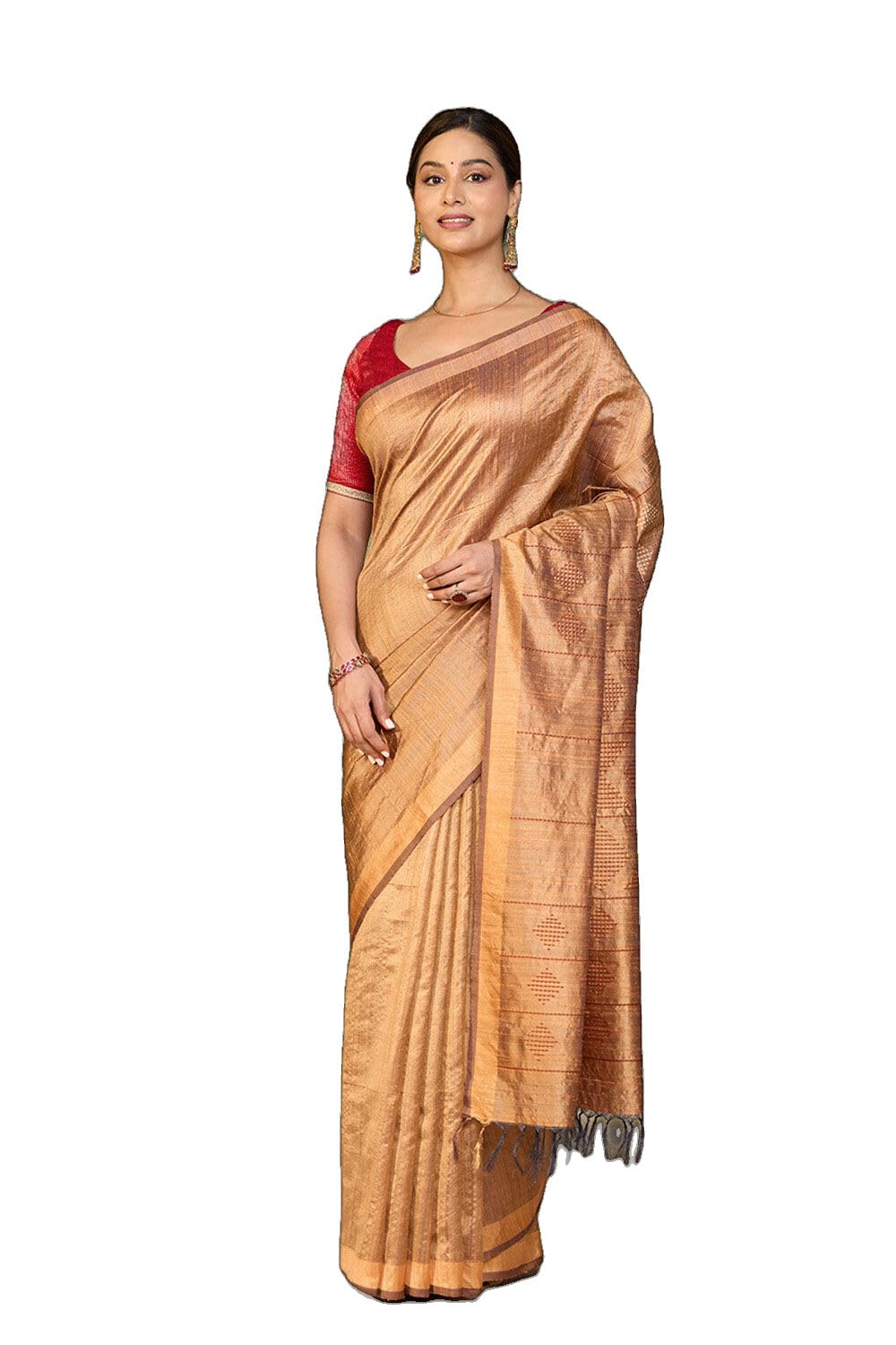 taneira Orange Bhagalpur Woven Pure Tussar Silk SareeWith Unstitched Blouse(SABCPAHTS0101-Orange)-picture-40