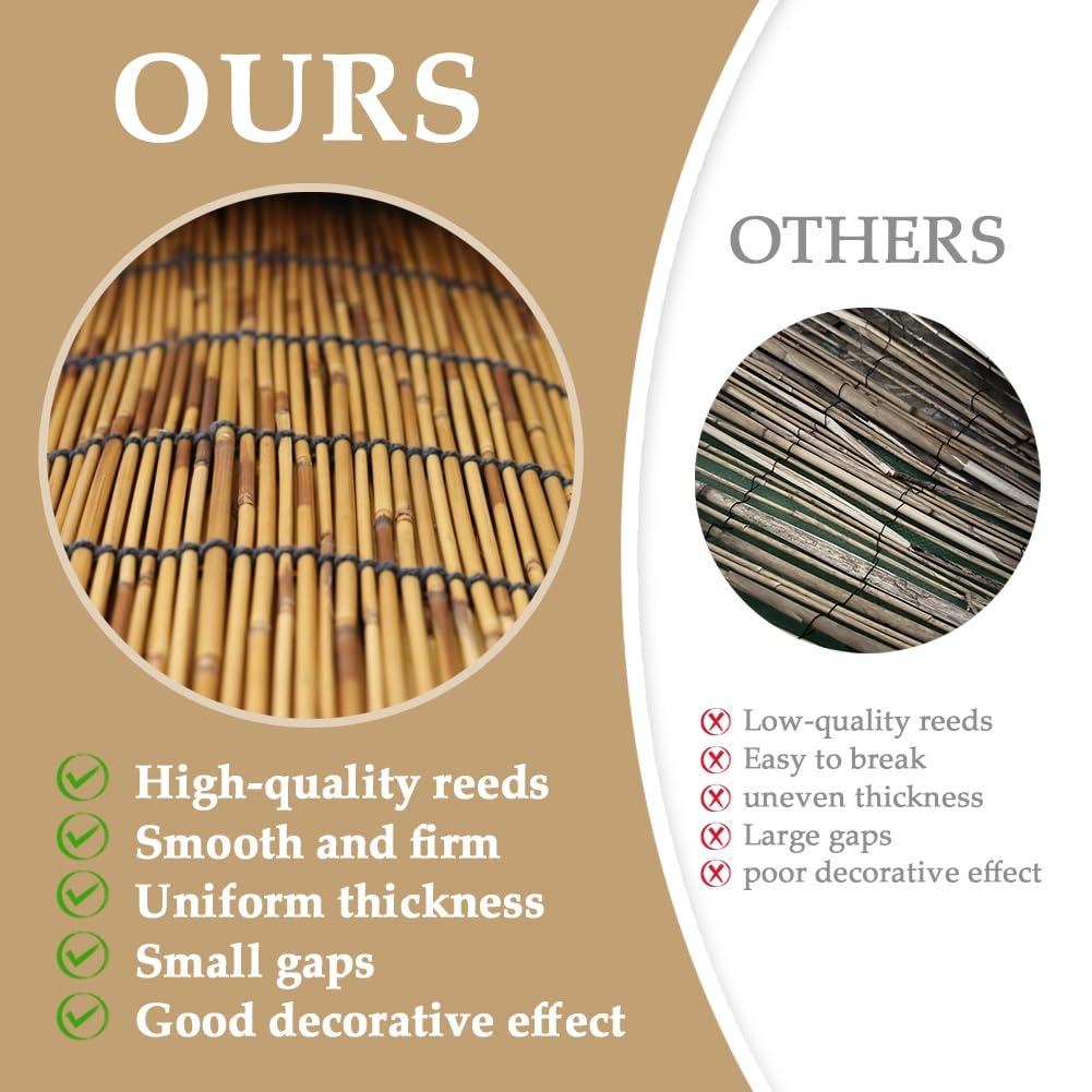 Generico Canne di Bambu per Esterno, Naturale Canne Recinzione, Privacy Bamboo Stuoia, Balcone Recinzione in bambù per Giardino Cortile Piscina Terrazza Recinzioni Decorative(80 * 800cm)