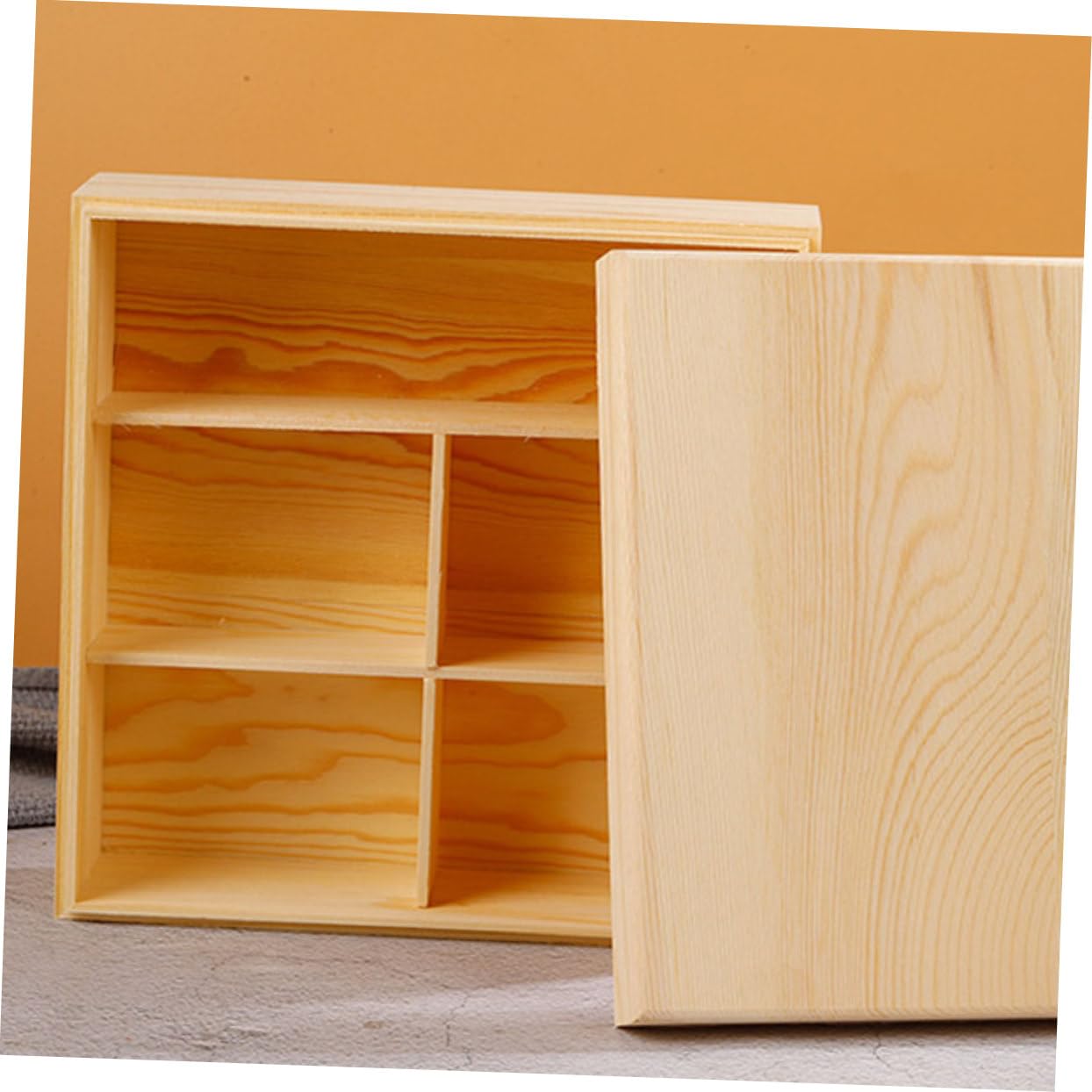 Caja Organizadora de Bolsitas de Té de Madera Beige para Hogar | Compartimentos para Sugar Packets y Tea Bags, Uso en Office Kitchen, Fácil de Llevar