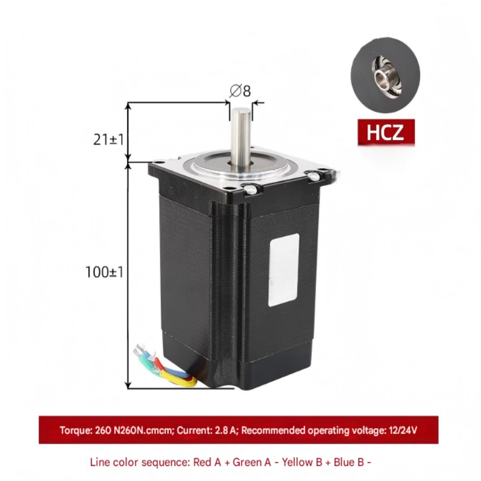 2,8 A 260 N.cm 4 Leitungen Nema23 Schrittmotor 1, Grad 3D-Druckteile mit magnetischem Kernloch HCZ Schrittmotor