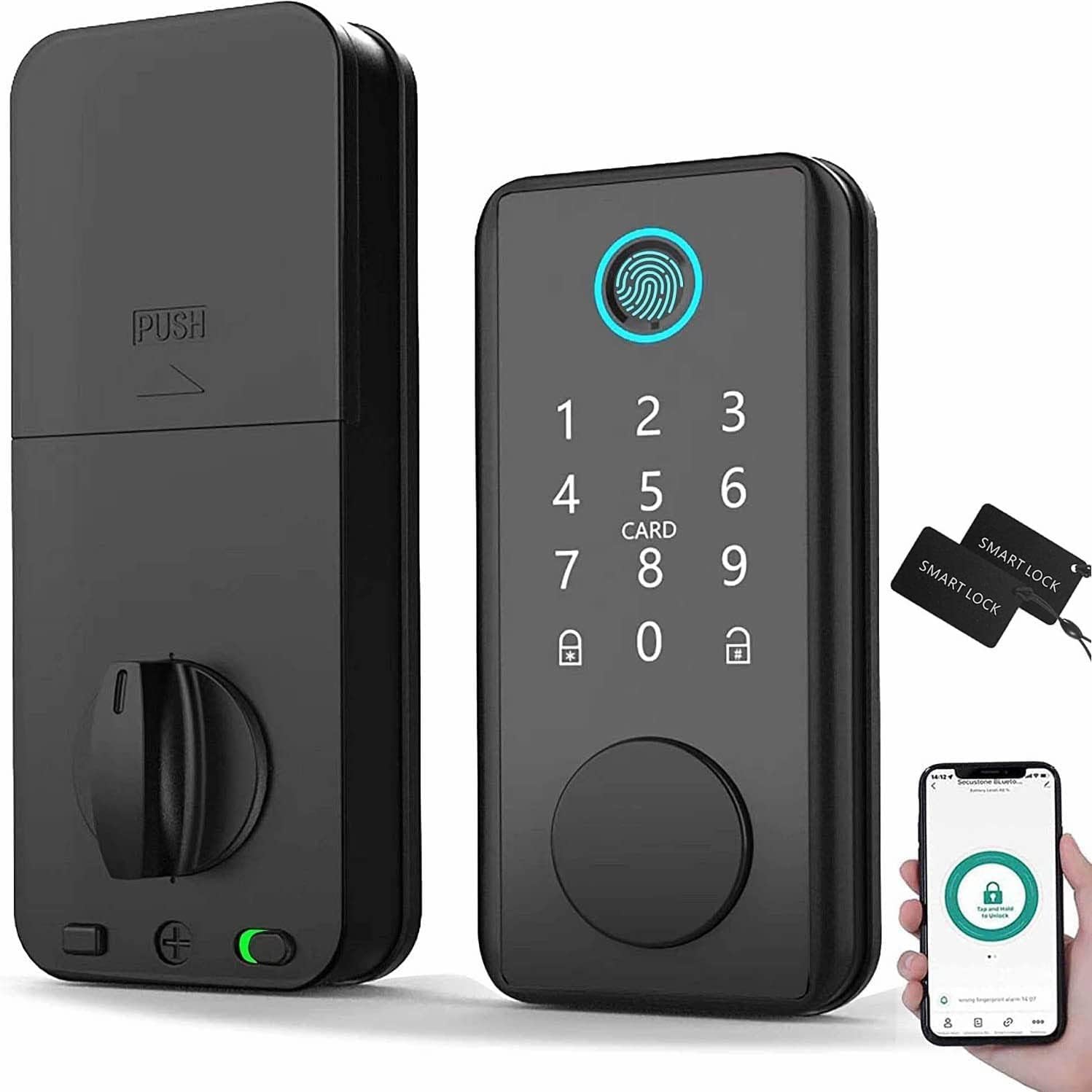 Smart Lock: TEKXDD Keyless Entry Door Lock Front Door Electronic Keyboard Password Biometric Identification Fingerprint Key Digital Electronic Touch Front Door Home Office Apartment