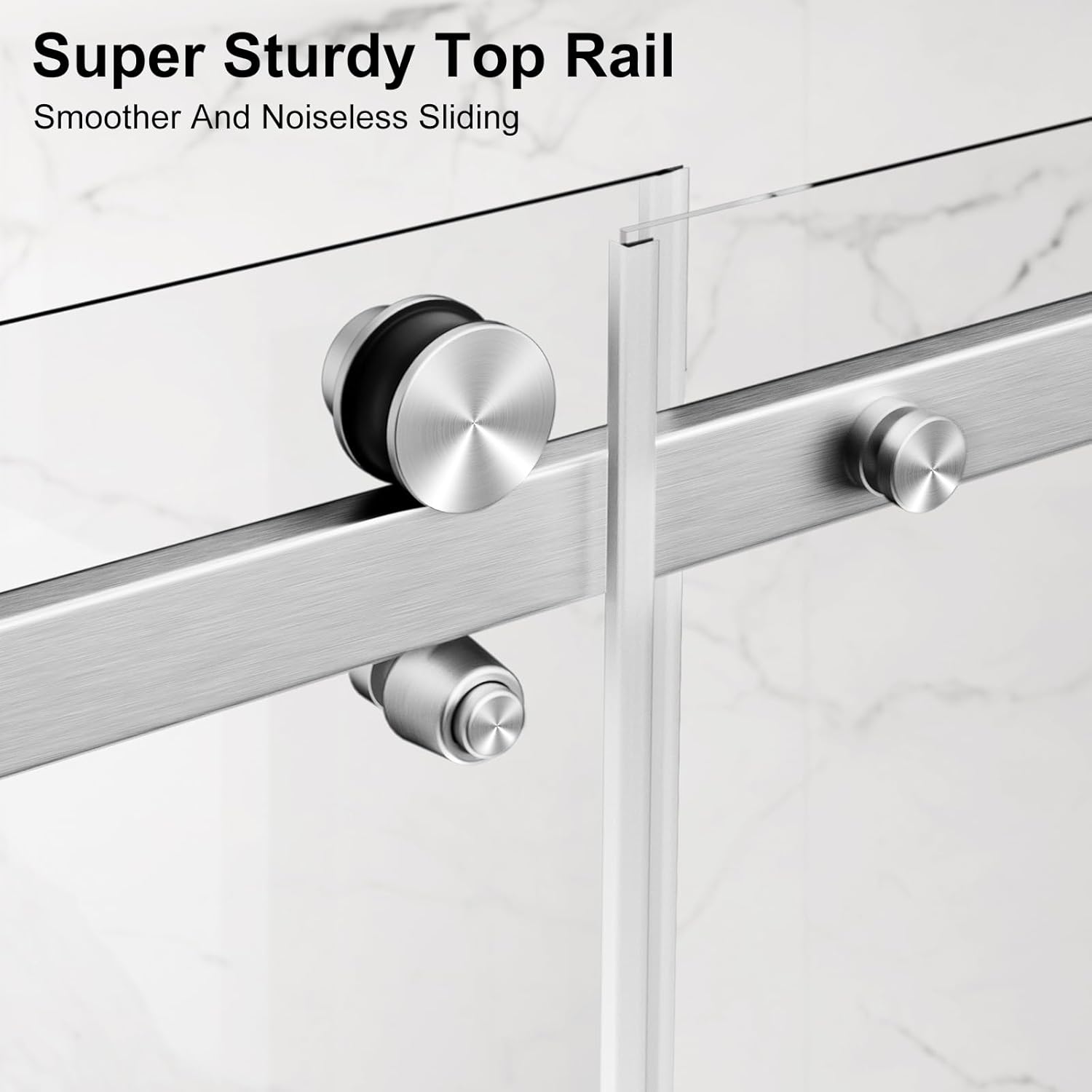 Shower Door, 56-60" W x 72" H Frameless Shower Door, Shower Glass Door with 5/16" (8mm) Clear SGCC Tempered Glass, one Pull Handle, Stainless Steel Hardware，Brushed Nickel