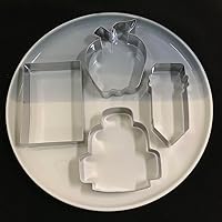 Vista 4 de Juego de 4 cortadores de galletas para el regreso a clases, libro, manzana, lápiz Fondant