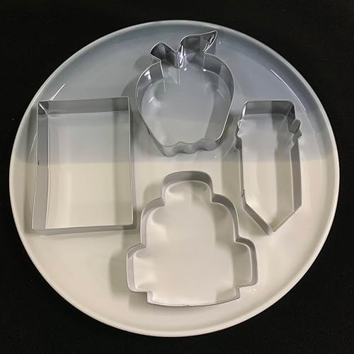 Miniatura 5 de Juego de 4 cortadores de galletas para el regreso a clases, libro, manzana, lápiz Fondant