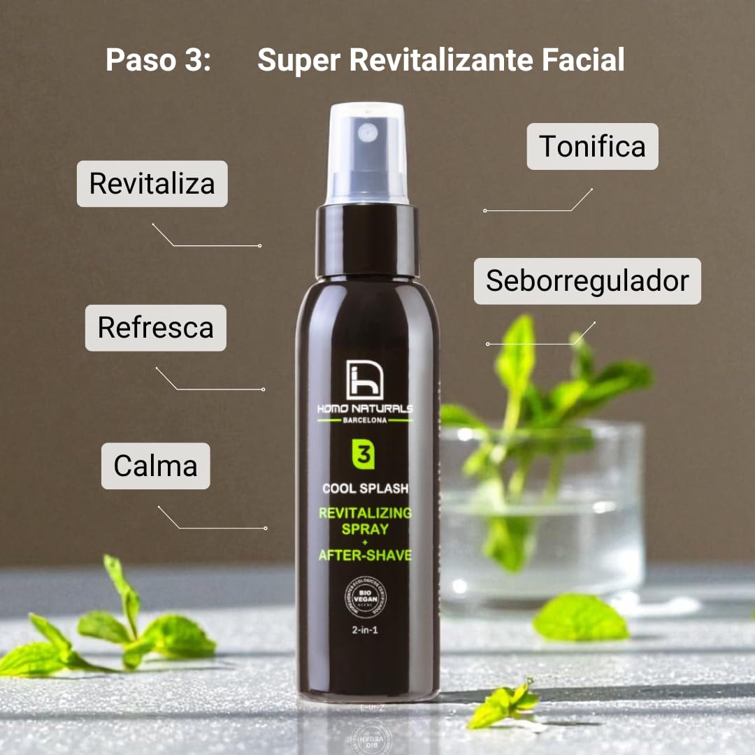 Homo Naturals Gesichtspflege-Set 4 Schritte – Geschenkbox für Männer – Gesichtspflege-Set für Männer – Männerkosmetik – Geschenke für Männer – 100% natürliche & BIO-Gesichtsbehandlung