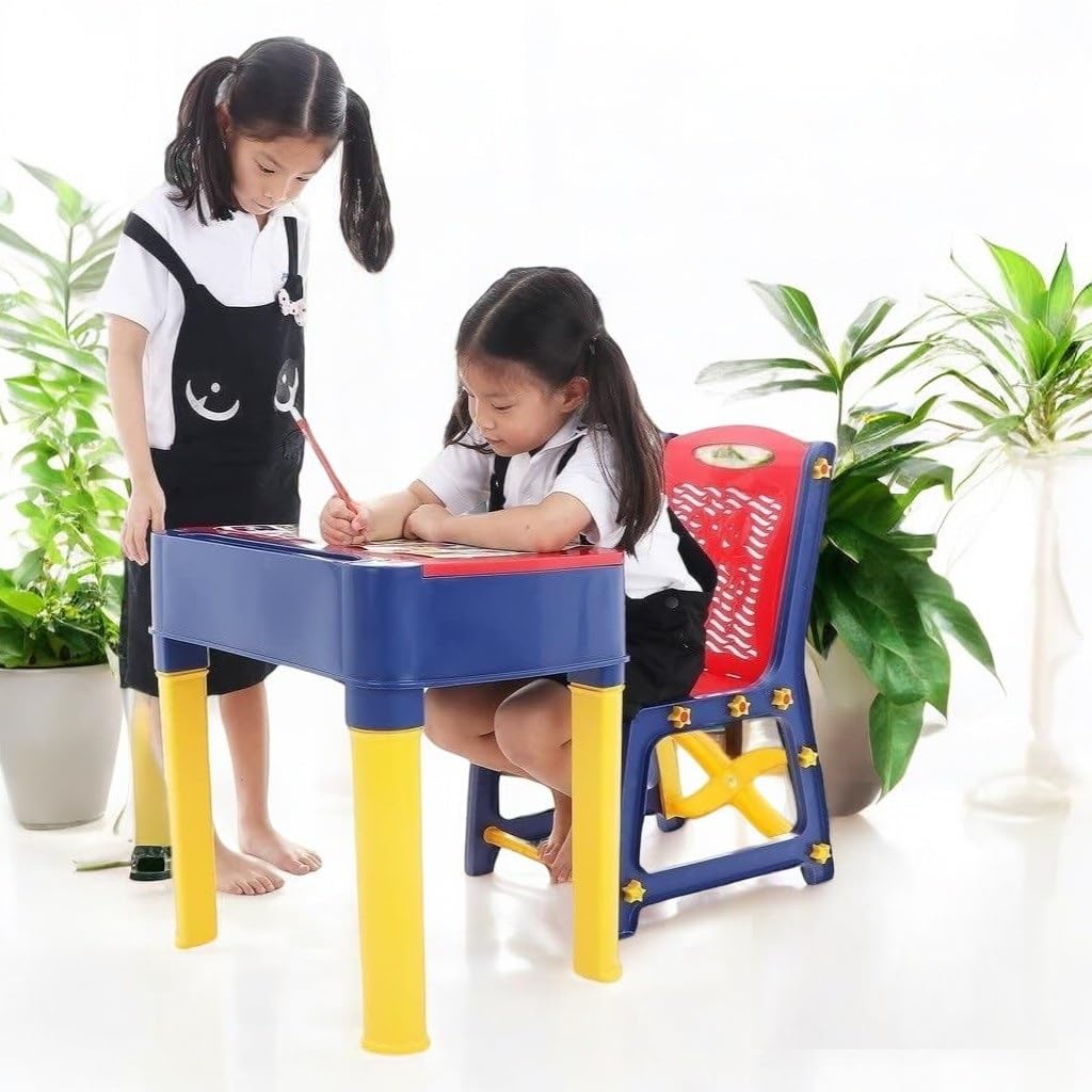 RISEM INTERNATIONAL Kids Study Table & Chair Set | Lightweight Plastic Desk with Stationery Storage | Easy to Assemble, Sturdy, and BPA Free | Ideal for Boys & Girls Ages 2-6 Years (Red)-image-19