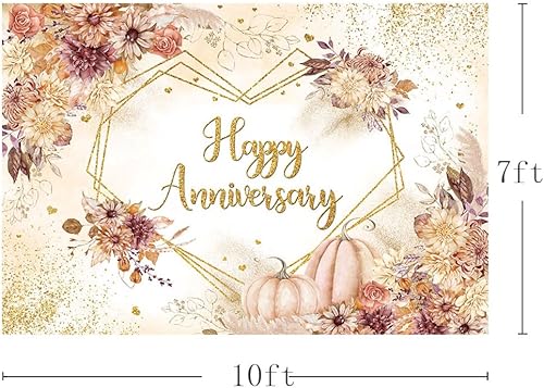 Miniatura 8 de MEHOFOND Telón de fondo bohemio de otoño de 7 x 5 pies, para otoño, calabaza, floral, pareja, boda, aniversario, fotografía, fondo dorado, puntos