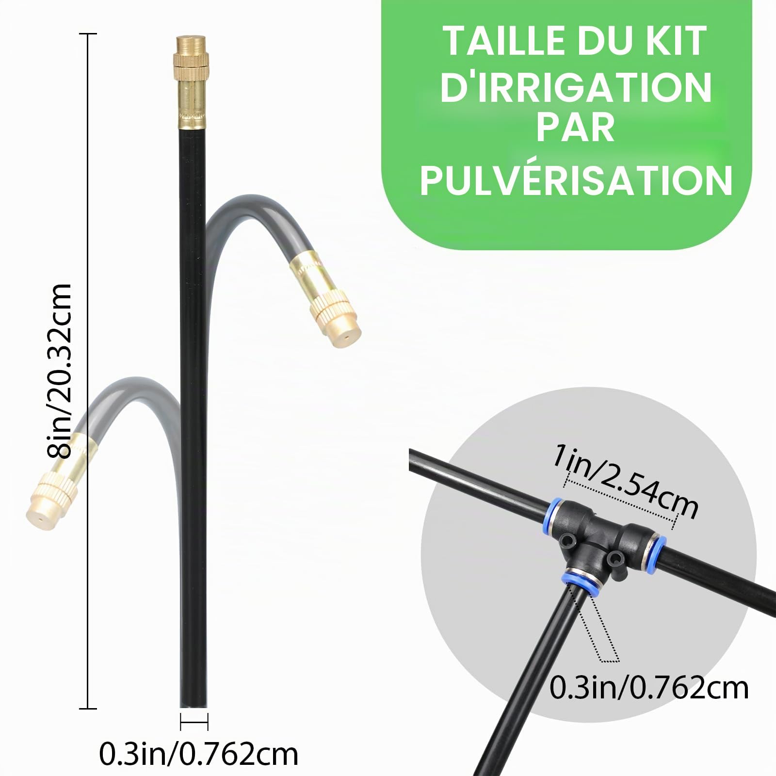 Système d'irrigation de jardin flexible à 360° avec buses de pulvérisation réglables – Kit à monter soi-même pour pelouses, terrasses et refroidissement à brouillard extérieur (15 m)