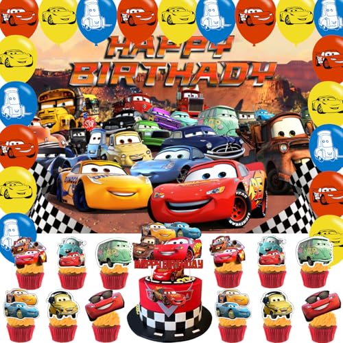 Cartoon Car Backdrop 5x3 Vinyl Cartoon Car Birthday Party Supplies Photography Background Picture Photoshoot Cake Table Decor Banner Video Shoot Drapes Poster