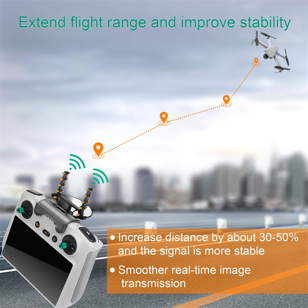 DJI RC Mini 3/3 Pro Amplificateur de signal d'antenne, rallonge de portée, laiton aluminium plastique, augmentation de la distance de vol de 30 % à 50 %, installation facile, noir, 1 paquet
