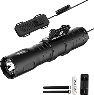 TOUGHSOUL Mlok Tactical Flashlight 1250 Lumens, Rechargeable Flashlight with Remote Pressure Switch LED Light with Rechargeable Batteries and Charger Included