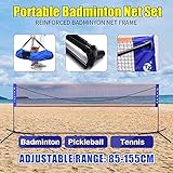 Faltbares Badminton-Tennis-Volleyballnetz Outdoor-Sport-Set Netzrahmenständer Tragbare Höhe Verstellbar 85-155 cm mit Aufbewahrungskoffer