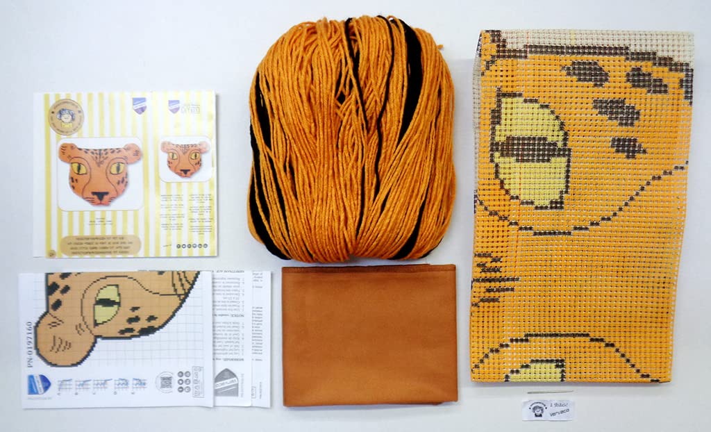 VERVACOZestaw do Haftu Krzyżykowego Poduszka z TyłemTYGRYS Kanwa z Nadrukiem 66 x 49 cm Gruba Włóczka Akrylowa Zrób to Sam Dekoracja Domu DIY Cross Stitch Kit