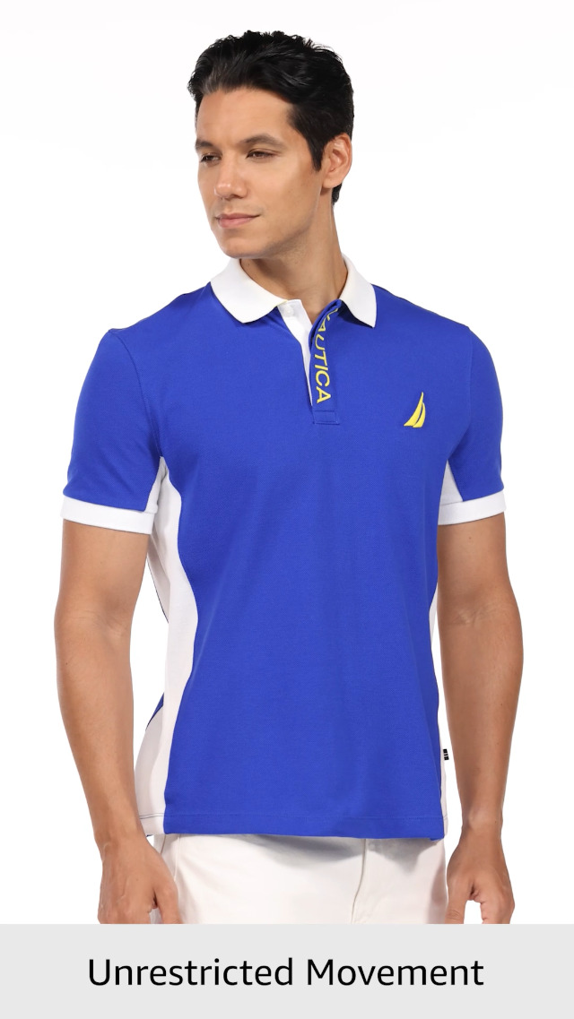 Nautica Men's Short Sleeve Color Block Performance Pique Polo