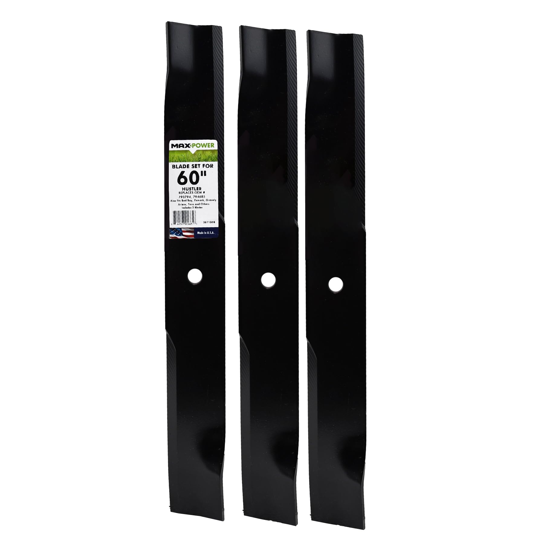 Maxpower 561130B 3 Many - Juego de Cuchillas para cortacésped de 60 Pulgadas, Color Negro