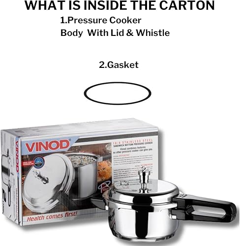 Vista 81 de Vinod V-3L - Olla a presión de acero inoxidable, 3 litros, mediana, color plateado