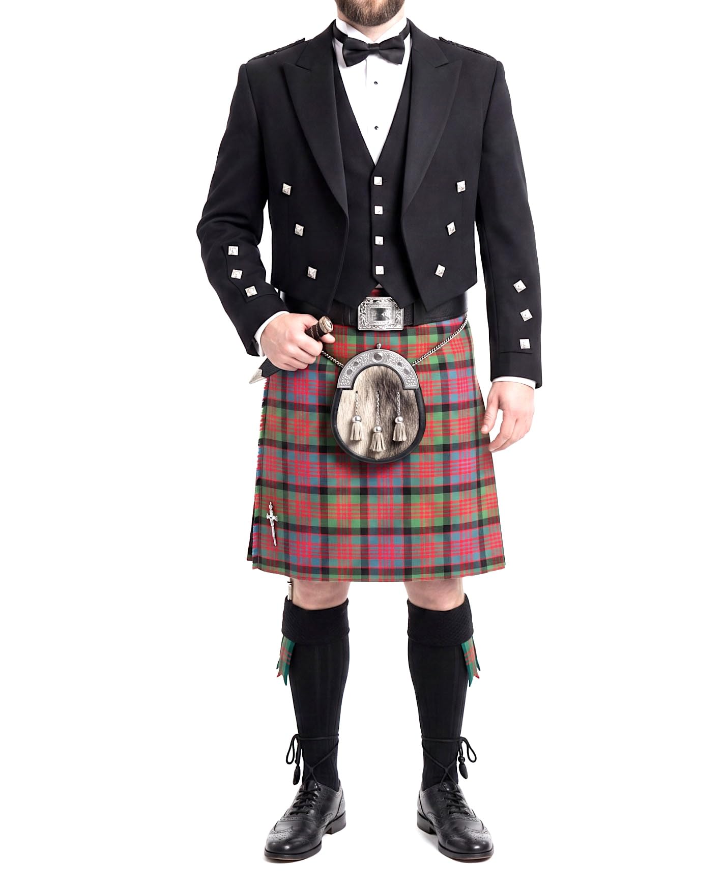 Tartan Tweeds Men's 8 Yard Wool Blend Kilt, 12oz Weight, Extra Deep Pleats, Standard Fit (UK, Waist, 32, Regular, Regular, Macdonald Ancient)