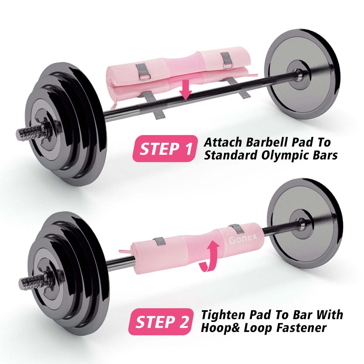 Gonex Mousse Barre Musculation Manchon à Squat pour Squats Lunges Hip Thrusts Haltérophilie, Barbell Squat Pad avec 2 Sangles de Cheville Bande de aux Hanches, Convient aux Barres Olympiques