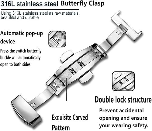 Miniatura 4 de Moran - Correa de cuero delgada compatible con Apple Watch Band 1.496 in 1.575 in 1.614 in 1.654 in 1.732 in 1.772 in 1.929 in Correa de piel de