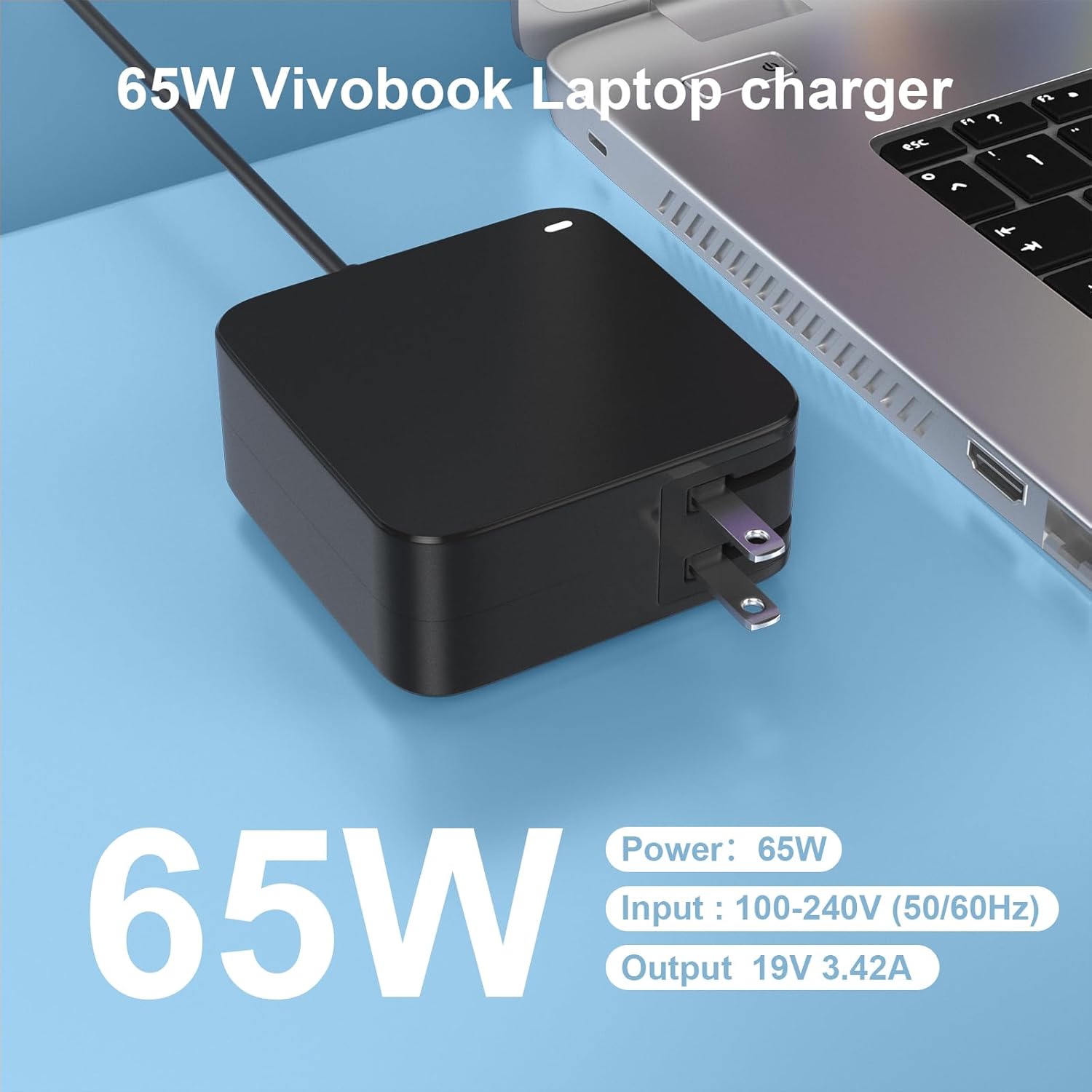 LQM 65W Laptop Charger Compatible with ASUS Vivobook 14 15 17 Flip 14 15 S13 S14 S15 Fit for Go 12 14 15 X510UR X515 X515J X515E X515M X515MA X415JA X415EA F513EA F5 13E Series Power Cord