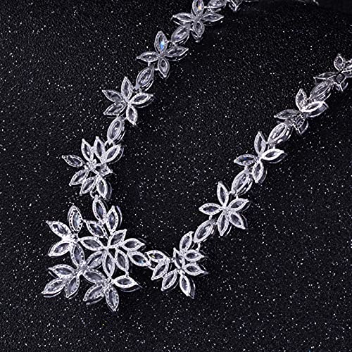 Conjunto de collar y pendientes de cristal floral para novias y bodas 2