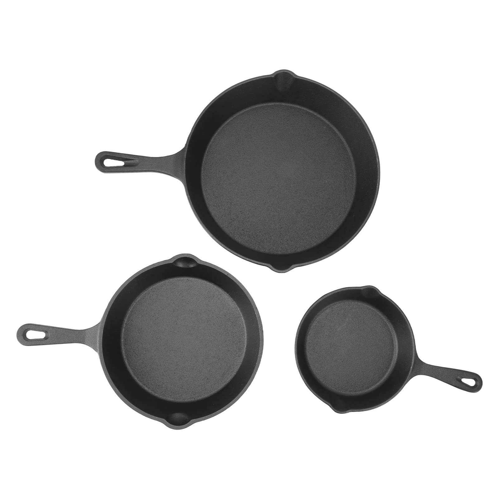 3-teiliges Bratpfannen-Set aus Gusseisen, Antihaftbeschichtet, Langlebig, Zum Kochen und Grillen zu Hause, 16 Cm, 20 Cm, 25