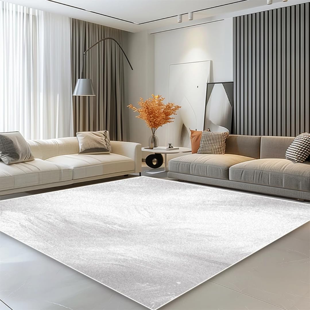Tapis facile à nettoyer blanc pur pour salon moderne sans perte de peluches