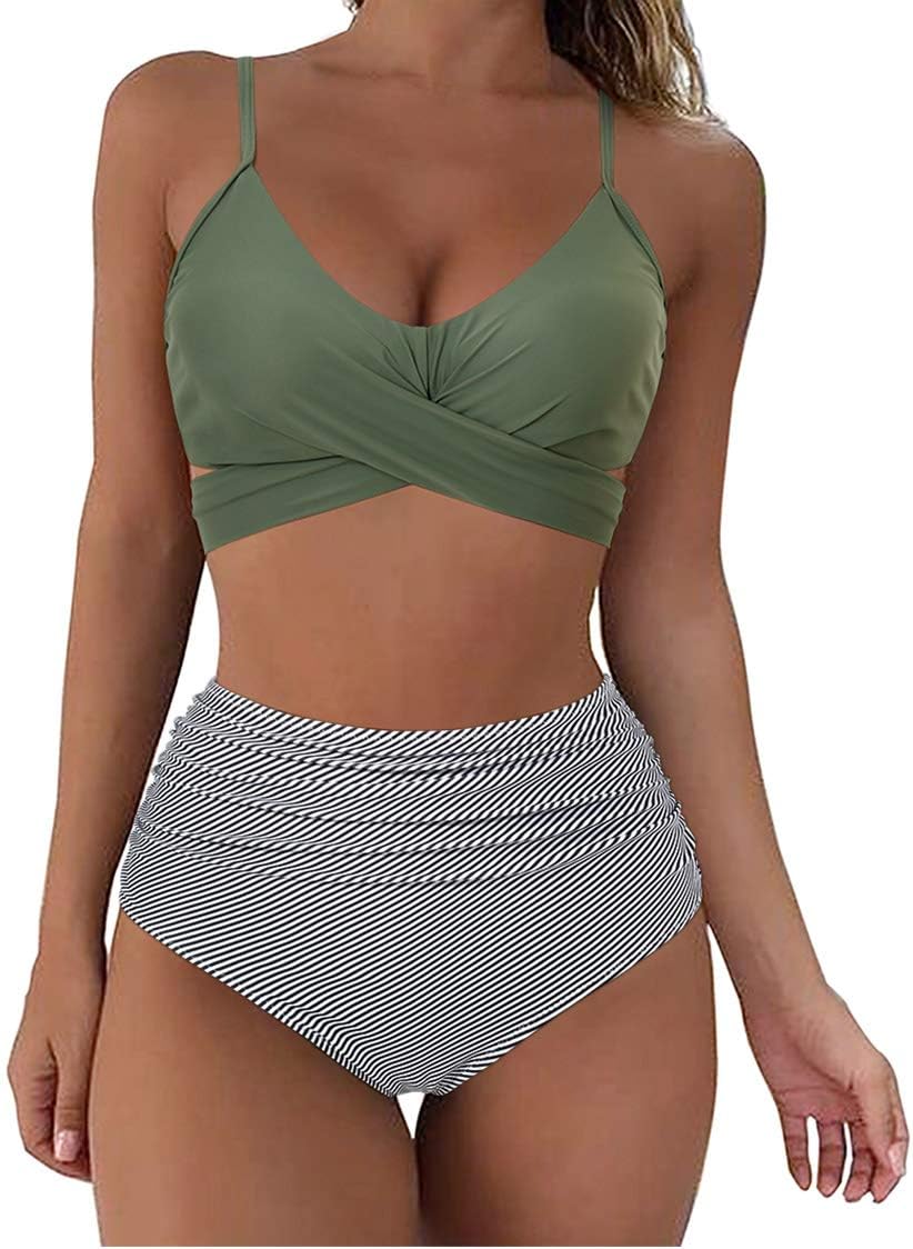SUUKSESS Women Wrap Bikini Set Push Up High Waisted 2 Piece Swimsuits