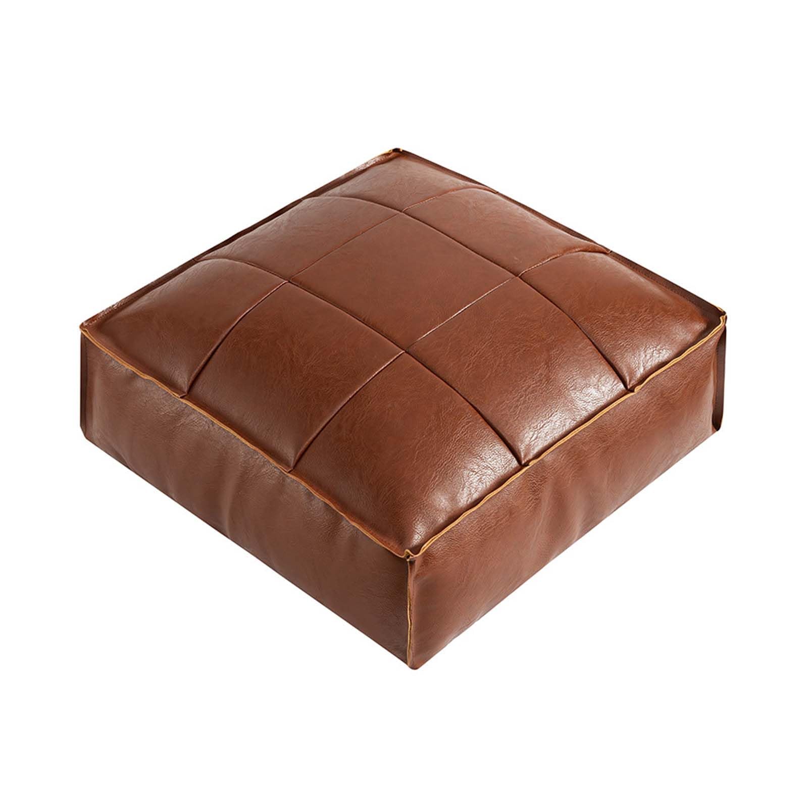 Pouf marocain coffre de rangement : repose-pieds carré en cuir PU gain d'espace pour le salon