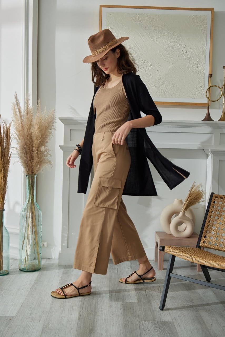 Lyssé Avril Knit Duster Long Cardigan Sweaters for Women, Light Weight with Open Front, 4-Way Stretch Knit, Asymmetrical Hem