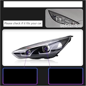 Headlight Assemblies Headlight Assembly for Focus 2015-2018 Car Headlights Lamps Daytime Running Lights(No Bulb)
