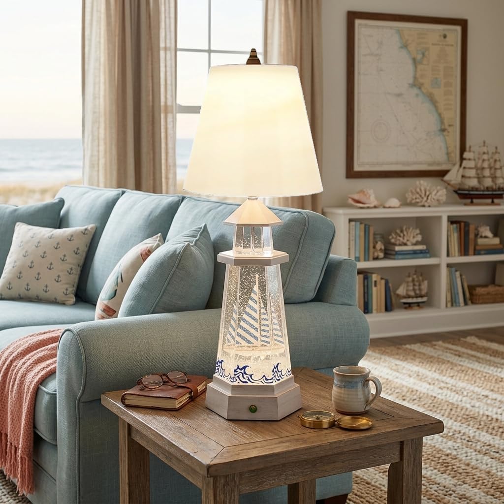 MOMENTS IN TIME LED Lamp with Glitter Water Globe Dual Power Snow Globe Light with USB or Battery Option, Decorative Table Lamp for Decorative Light for Home, Desk, or Tabletop Display