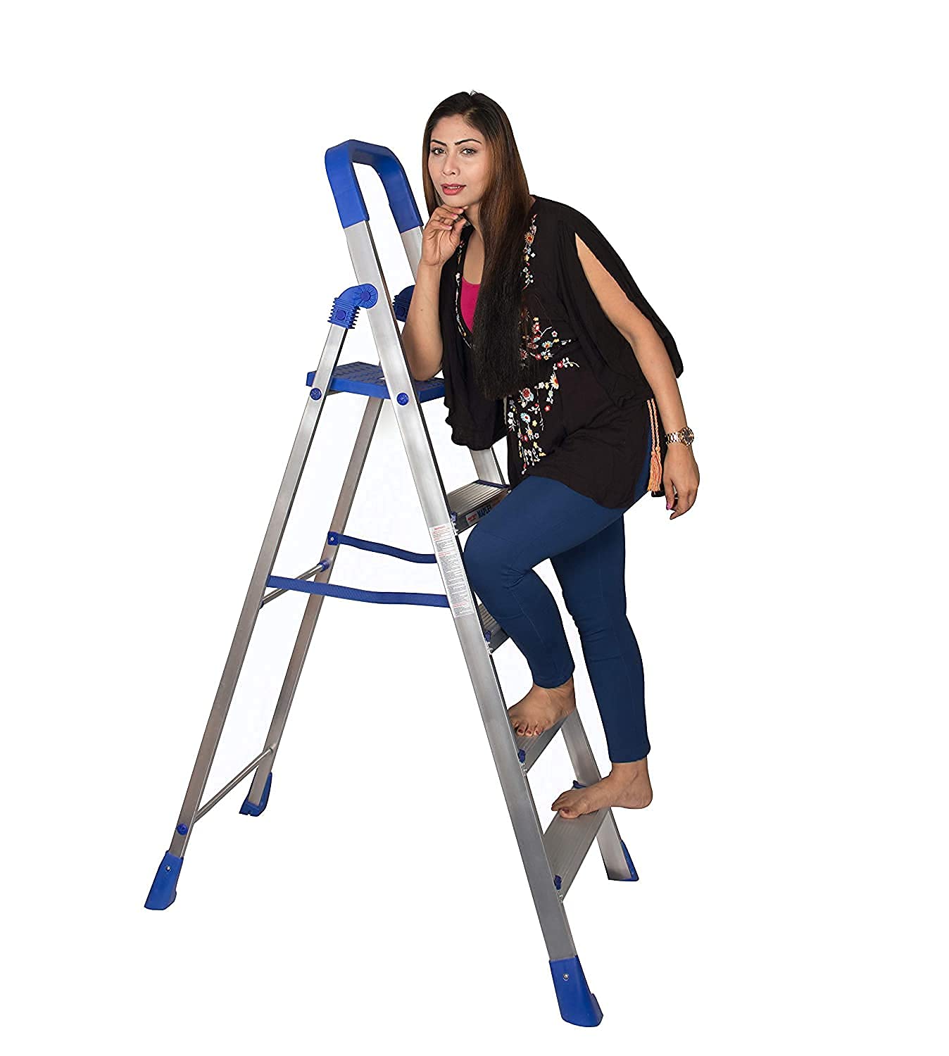 PARASNATHHome Pro 5 Step Blue Light Weight Aluminium Heavy Duty Folding Ladder- Made In India