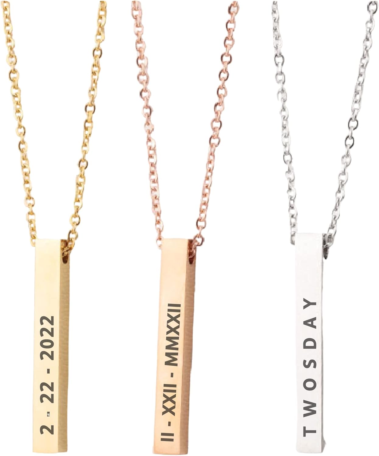 Customized Bar Pendant, Mothers Day Necklace Gift, Customize Engraved Bar Necklace, Personalized Vertical Bar Necklace, Stainless Steel Mom Necklace - Image 8