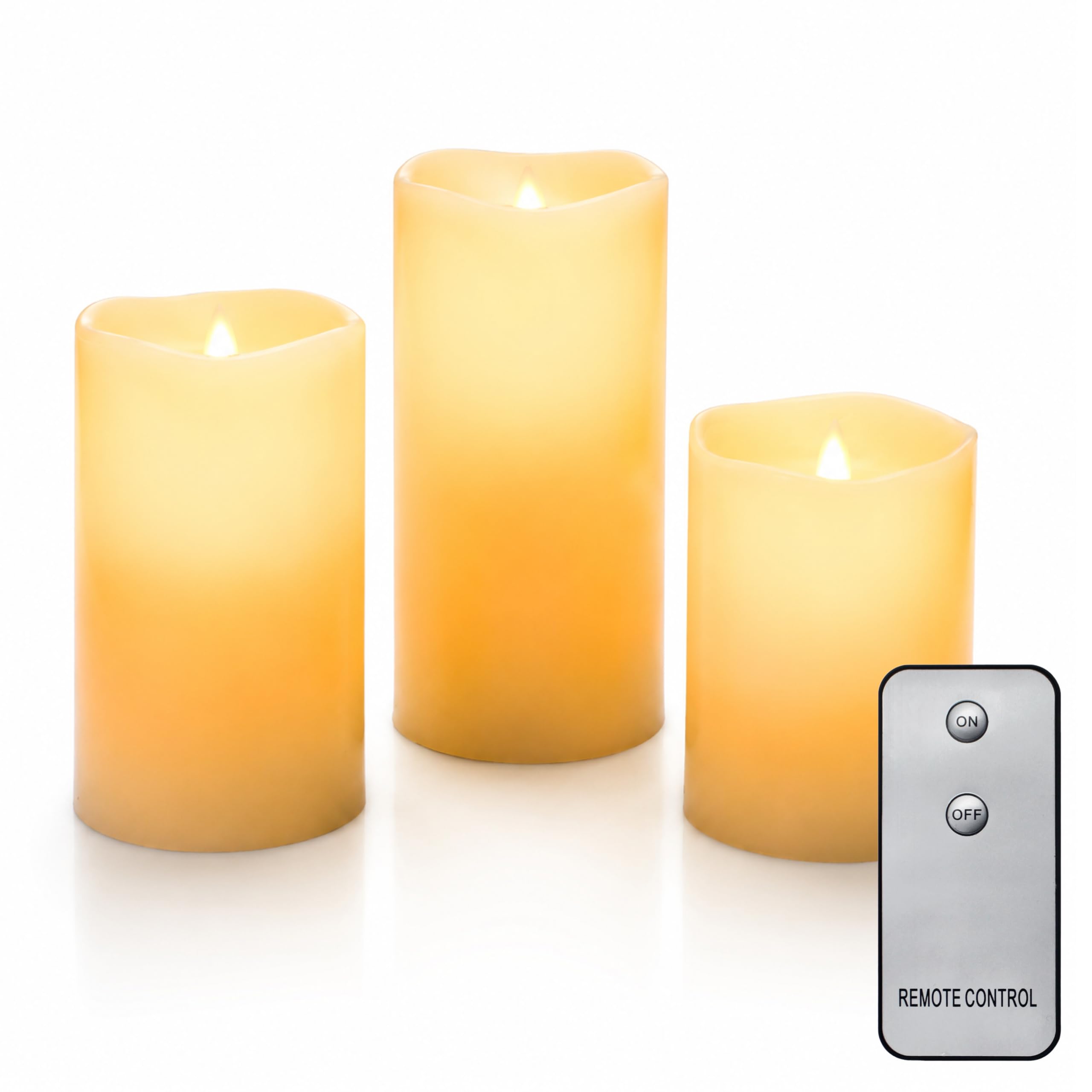 Status Lustenau Flameless LED Candle | 3 Pack Candle Sizes 3", 5" and 6" | Off White Wax Candle with Flicker Effect | Battery Operated and Remote Controlled | LUSTENAU3PK6