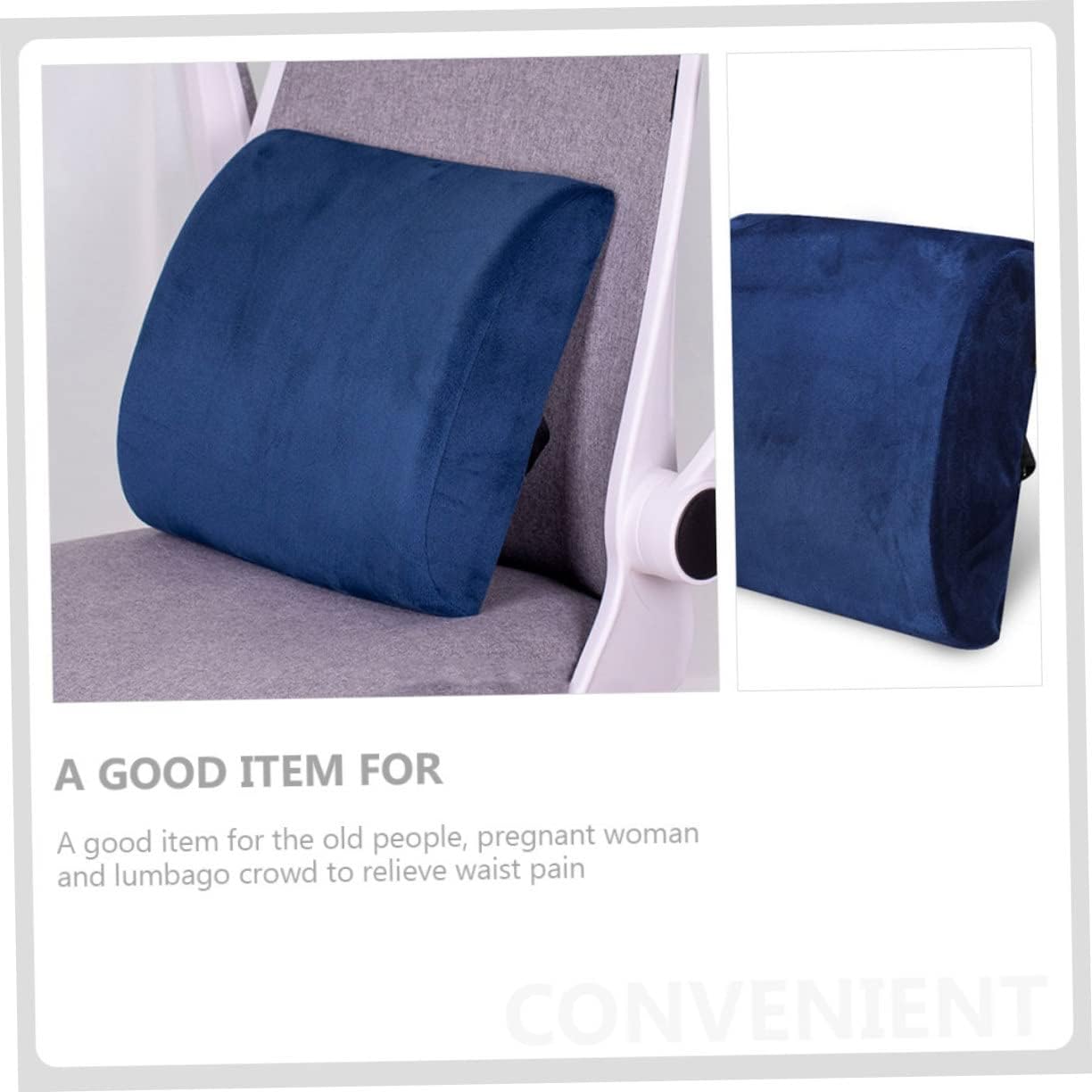 Breathable Lumbar Pillow for Office Chair, Blue Memory Foam