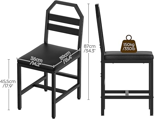 Miniatura 3 de Sillas de comedor, sillas de cocina con soporte trasero, asiento tapizado y patas de metal, para cocina, sala de estar, color negro CY02L4BB