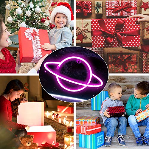 Protecu Planet Neon Sign - Usb/Battery Operated Led Signs Neon Lights For Bedroom | Neon Signs For Wall Decor Light Up For Birthday Wedding Party Christmas Room Decorations (Pink) #TOP5