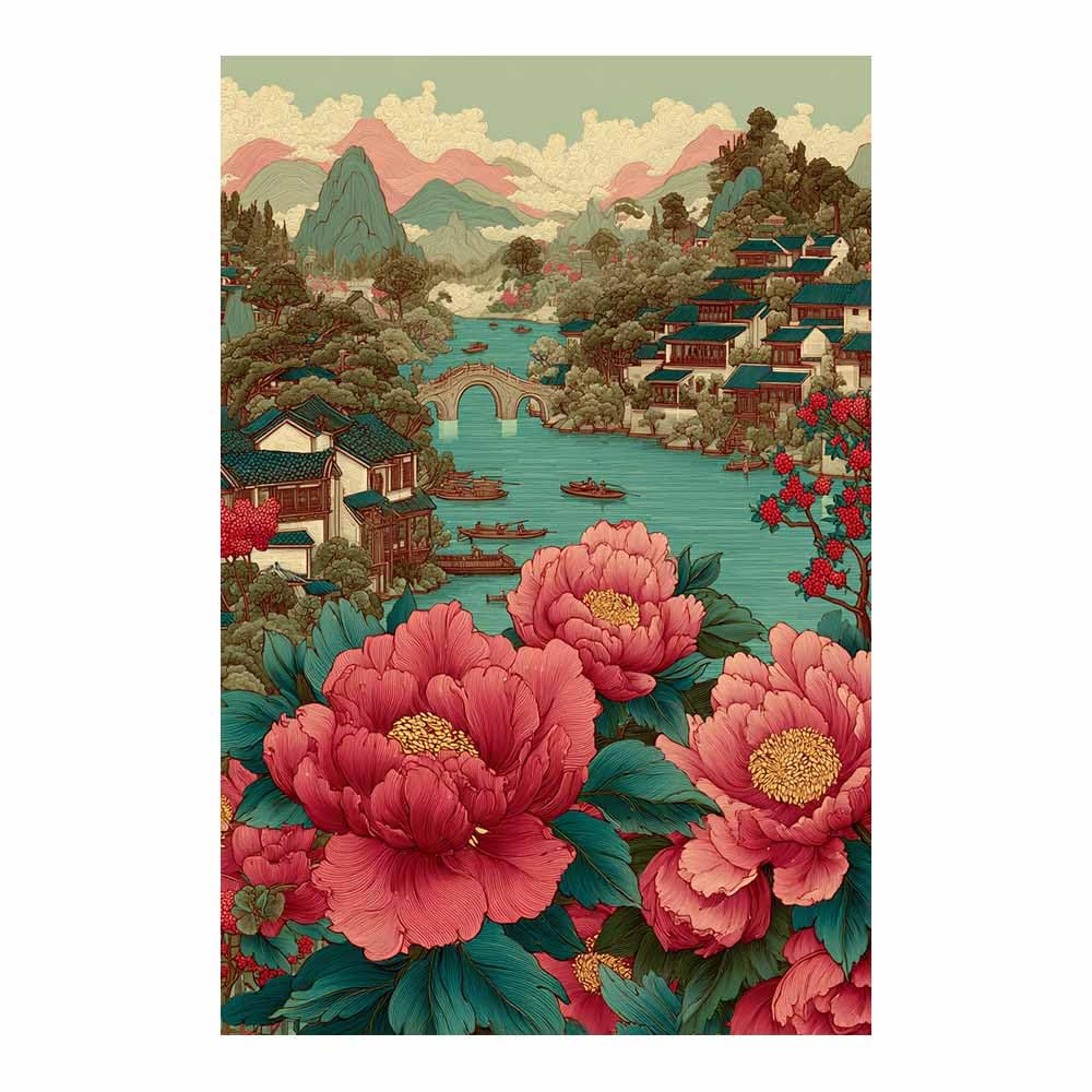 Xeniou Multicolor Flowers Canvas Peony Landscapes S S S S Art Canvas Wall Art, For Living Room Bedroom Home Wall Decoration(Multicolor)-60X90cm Unframed