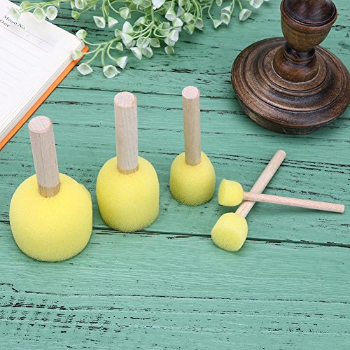 U-M 5 Pieces Of Children's Sponge Paint Brush Original Wooden Handle Sponge Brush Set Children's Painting Crafts Diy Art Graffiti Painting Tools Practical Design #TOP4