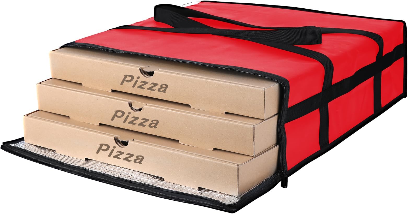 CIVJET Insulated Pizza Delivery Bag for Carry Hot, 20" x 20" x 6" Pizza Carrier Warmer, Insulated Food Delivery Bag, Insulated Grocery Bags for Catering๏ผRed, 1-Pack๏ผ