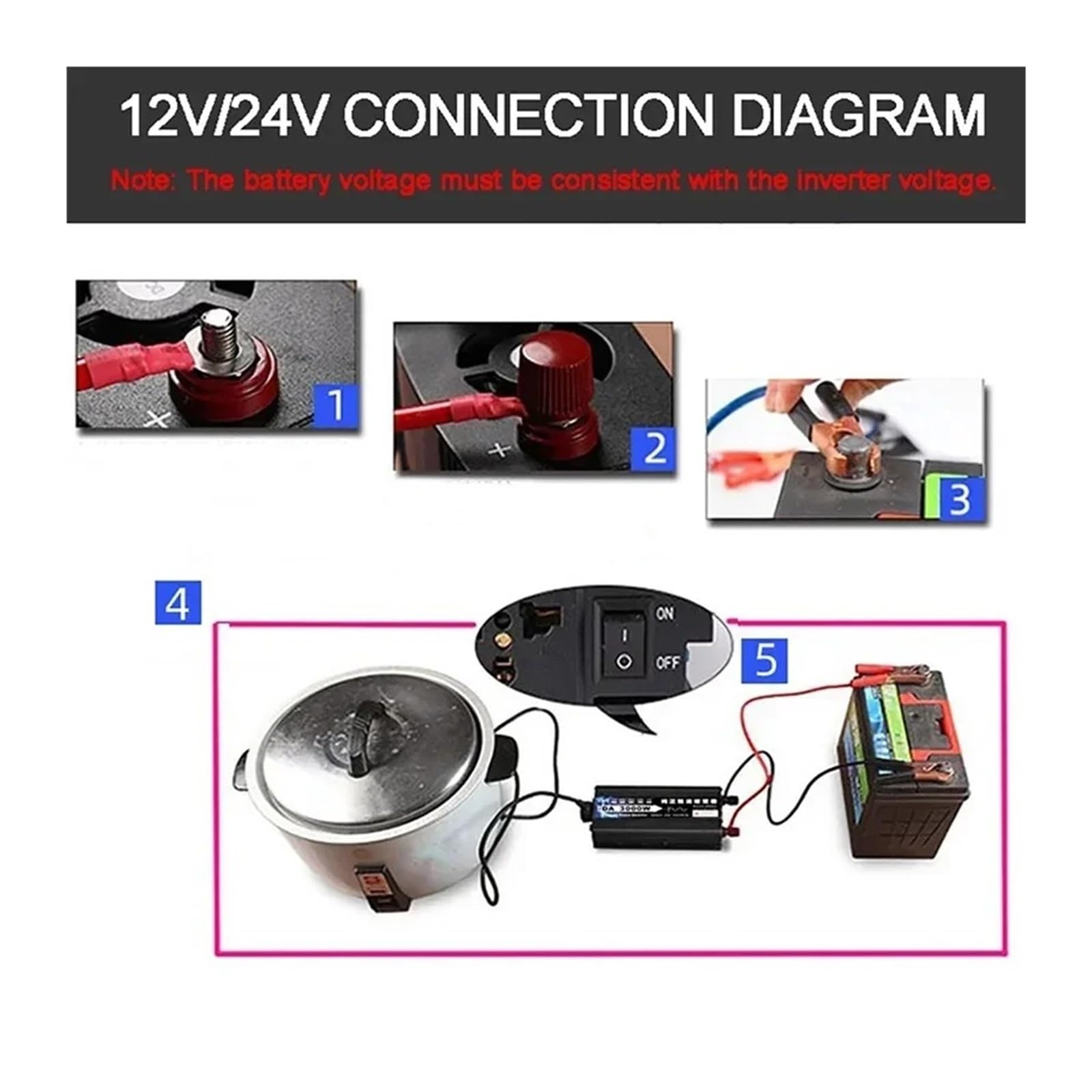 Convertidor Inversor Transformador Inversor Solar Onda Sinusoidal Pura Convertidor Voltaje CC 12/24/48/60/72 V A CA 220 V Transformador para Coche Hogar(DC 48V,50hz 220V,3500W)