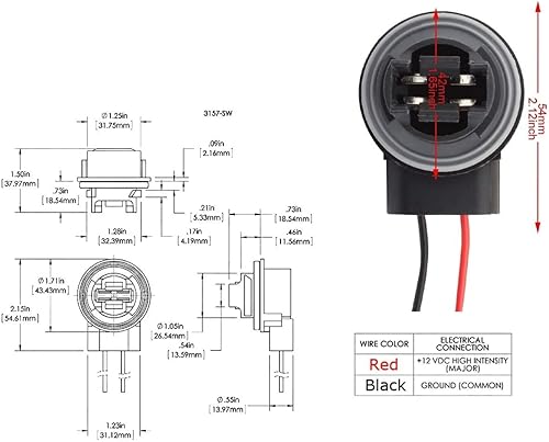 Miniatura 4 de iJDMTOY 2 adaptadores de cableado de resistencia de carga de un solo filamento 3156 en línea 50 W 6 ohmios para instalar luces LED de señal de giro