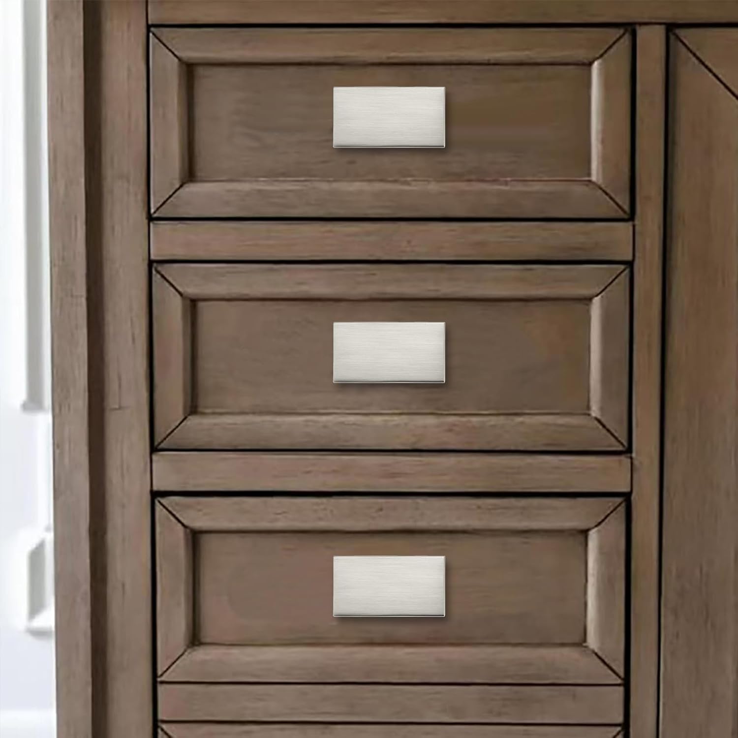 khtumeware 20 Pack Square Brushed Nickel Cabinet Knobs for Drawers and Cupboards-Screw-On,1-9/16 Inch,Satin Nickel,5/8 Inch Hole