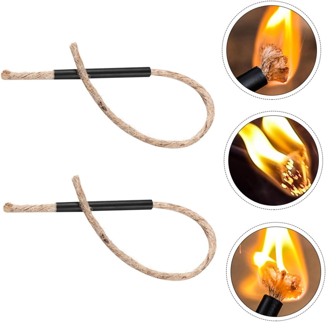 2Pcs Hemp Rope Fire Starter Portable Camping Lighter for Outdoor Use Easy to Ignite Matchstick Rope for Campfires and Emergencies