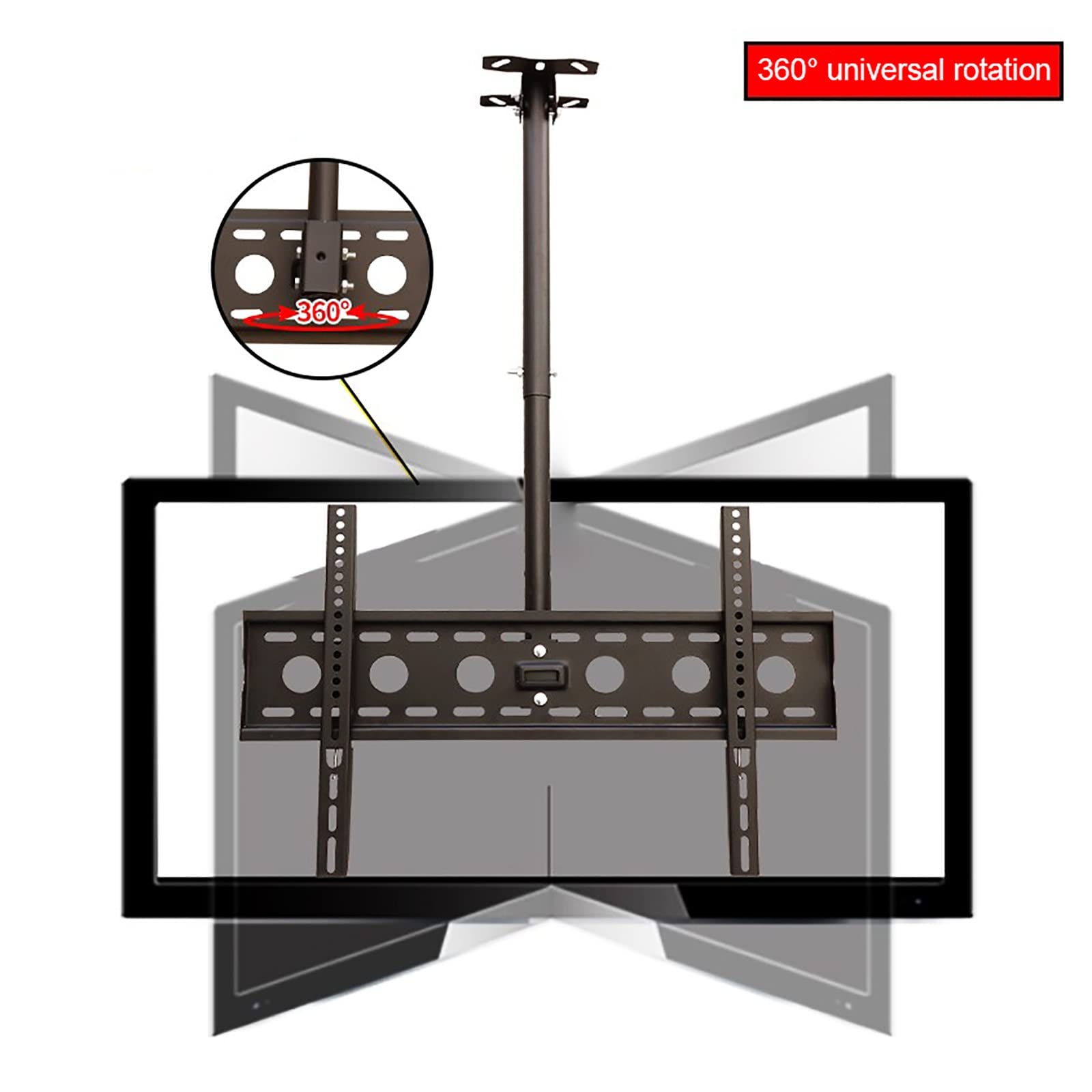 Support Mural de Plafond pour téléviseur, Compatible avec la Plupart des écrans LED de 43 à 65 Pouces, Hauteur réglable, Charge maximale de 45 kg, Fixation VESA Max. 600 x 400 mm.