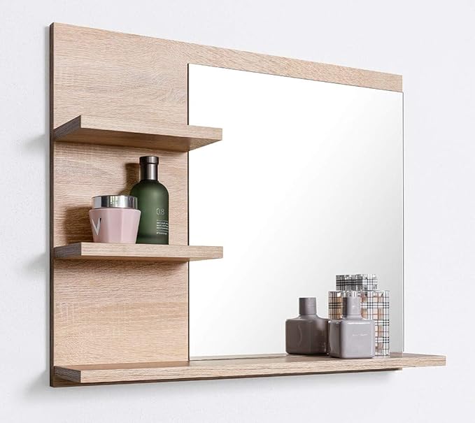DOMTECH Bathroom Mirror with Shelves, Bathroom Mirror, Wall Mirror